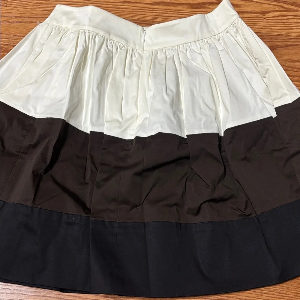 Kate Spade Colorblock Pleated Mini Skirt Cream Brown Black